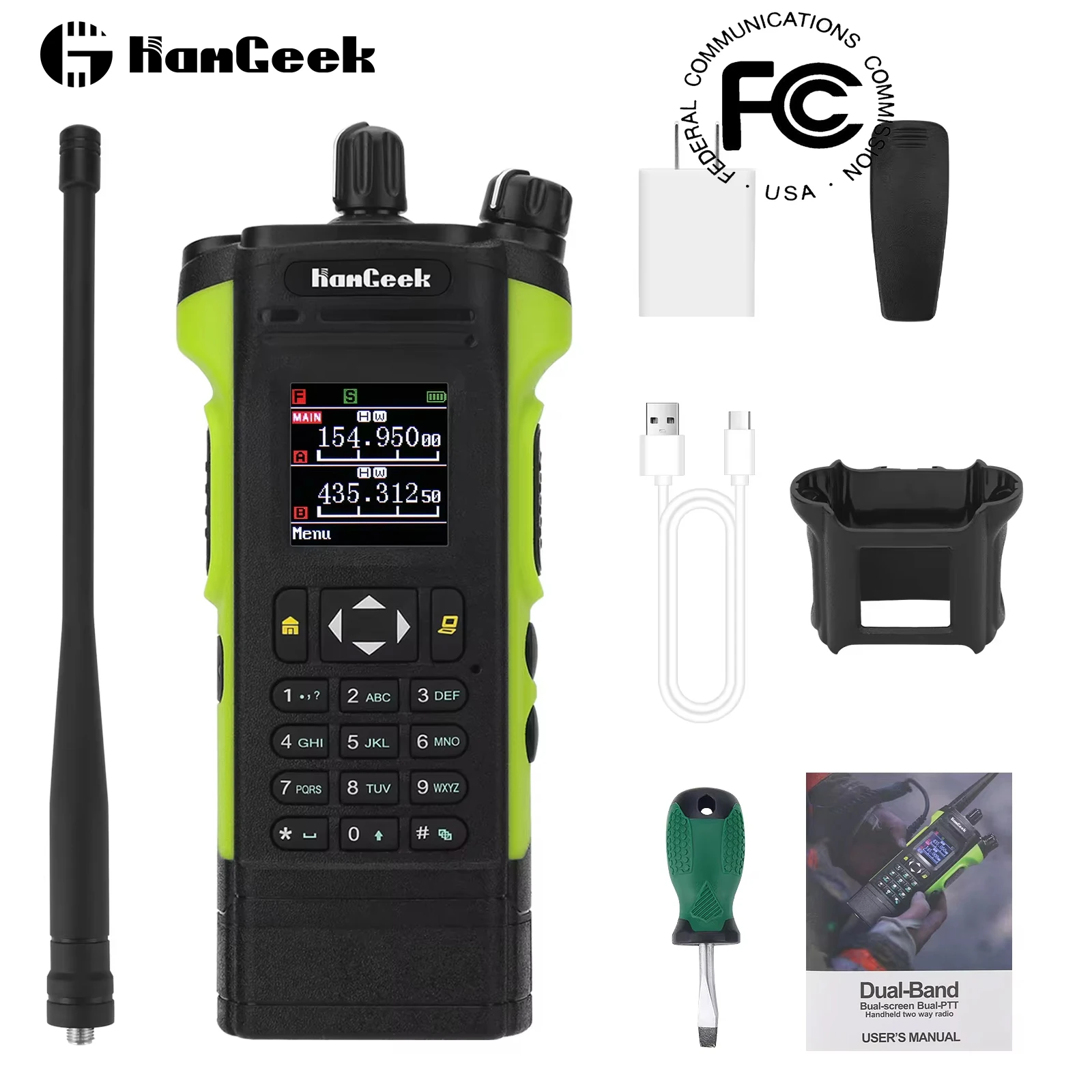 HAMGEEK APX-8000 12 W Dualband Walkie Talkie Radio VHF UHF Handtransceiver mit Dual PTT Duplex Arbeitsmodus Image