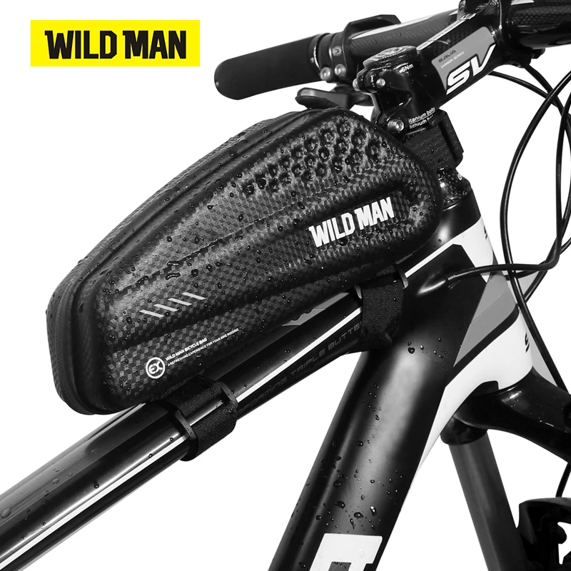 Wilder mann fahrrad tasche oberrohr tasche regens ichere wasserdichte vorderrahmen tasche eva harts chale carbon pu mtb rennrad accesorios Image