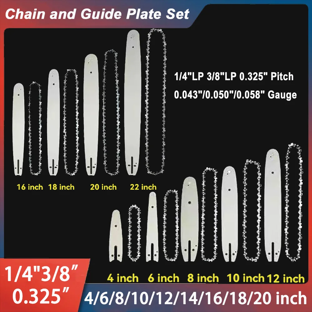 1/4 Zoll LP 3/8 Zoll LP 0,325 Zoll Teilung elektrische Kettensägenkette 4/6/8/10/12/14/16/18/20 Zoll wiederaufladbare Ladensägeblatt Benzin-Kettensäge Image