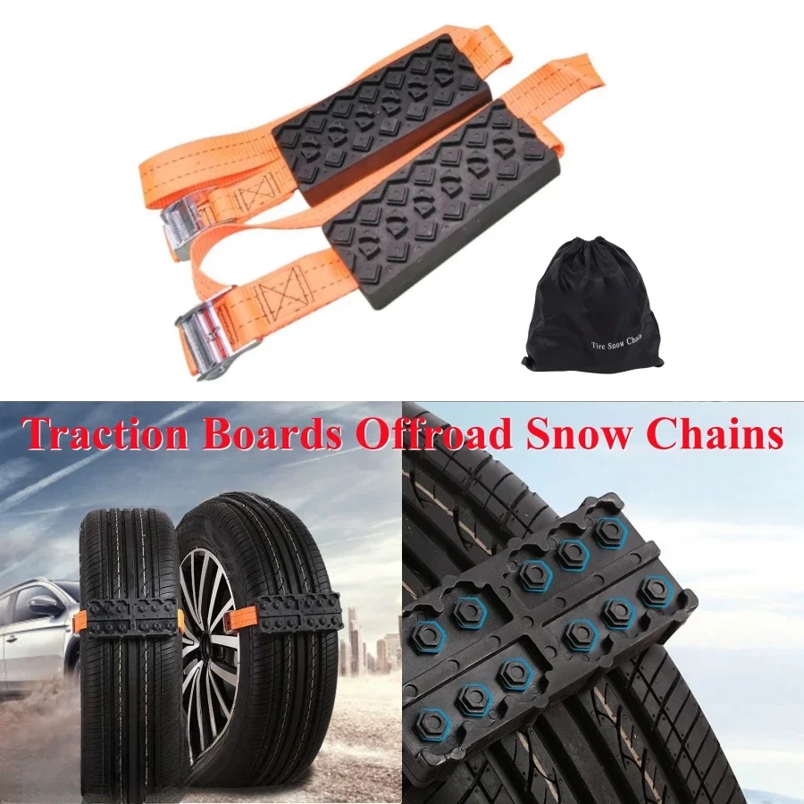 2 Stück Traktionsbretter, Offroad-Schneeketten, ersetzt Erholungsbretter und Reifenkette für festsitzende Reifen in Eis, Schlamm, Sand, Schnee, für Auto, SUV Image