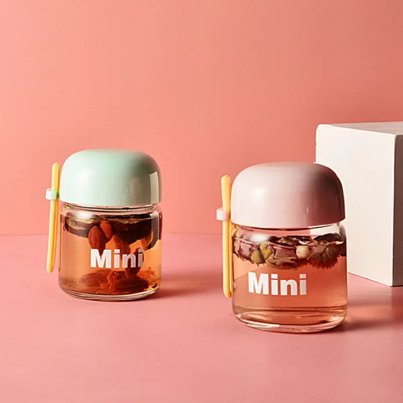 Tragbare Mini 150ML Glas Wasser Flaschen Nette Mini Hitzebeständige Wasser Tasse Für Kinder Student Trinken Flasche Mit Hand seil Tassen Image