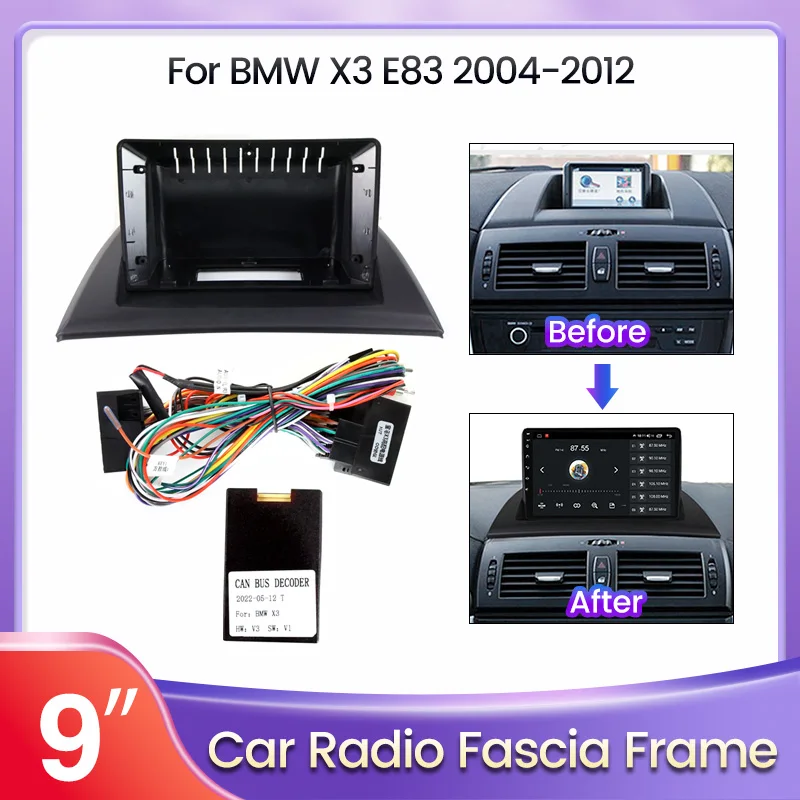 9 zoll Android Auto Radio Fascia Video Panel Player Stereo Audio Dash 2 Din Rahmen Dashboard Mount Kit Für BMW X3 E83 2004 - 2012 Image