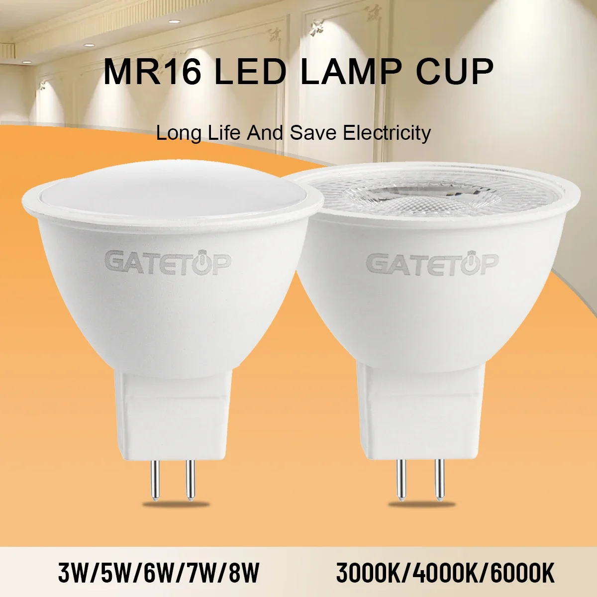 8 Stück/Set Spot-Licht MR16 Glühbirne GU5.3 Lampe AC 110V 220V 12V LED-Spotlight ersetzt die 40W Halogenlampe für die Beleuchtung im Haus.