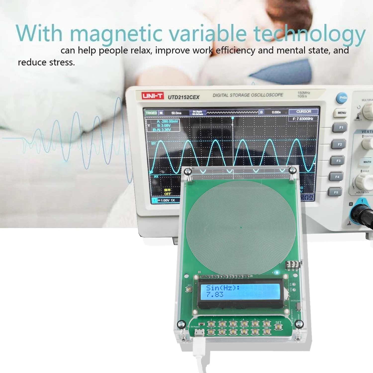 7,83 Hz Schumann Waves Resonance Generator Ultralow Frequency Pulse Audio Resonator Typ-C-Schnittstelle 0,01 Hz~ 100000 Hz einstellbar Image