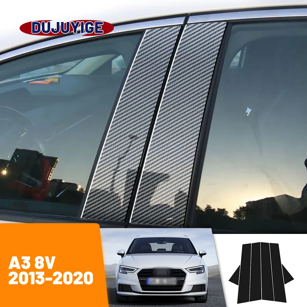 Für Audi A3 8V 2013-2020 2014 2015 2016 2017 2018 Carbon Faser Fenster Tür Spalte Deal B C säule Post Abdeckung Trim Aufkleber Image