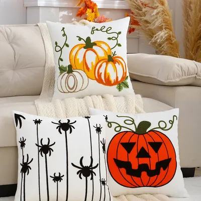 1pc traditionelle Halloween dekorative Kissen bezug-18x18 in-Spinnennetz und Kürbis Image