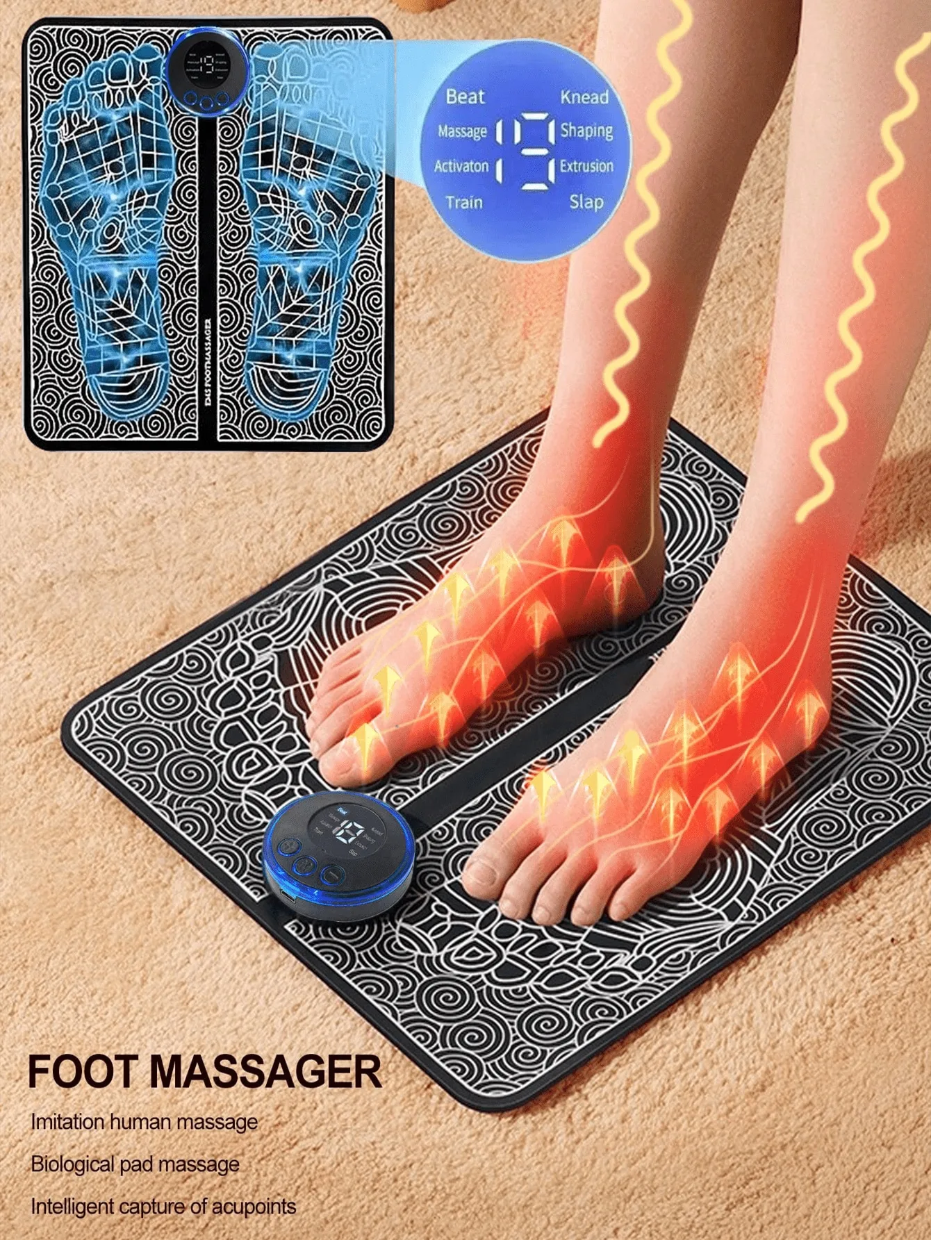 Fußmassagegerät Fußtherapiegerät EMS Fußmassagepad Pulse Vollautomatisches Fußmeridian-Pressgerät Image