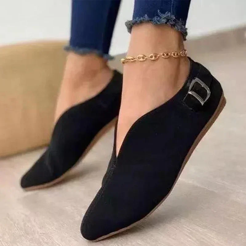 Frauen Müßiggänger Retro Spitz Wildleder Flache Schuhe Sommer Slip auf Casual Schuhe Weibliche Feetwear Zapatos De Mujer Plus Größe 35-43