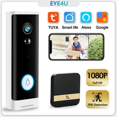 Tuya WIFI Türklingel 1080P Drahtlose Sicherheit Kamera DC AC Batterie Betrieben Smart Home Monitor Mit Alexa Google türklingel Kamera