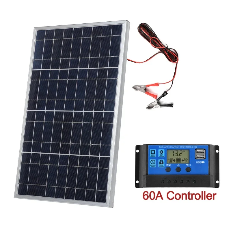 Solar Panel 18V 20W Tragbare Controller Power Set Krokodil Clip Outdoor Wiederaufladbare Haushalt Solar Generator Solar Ladegerät RV