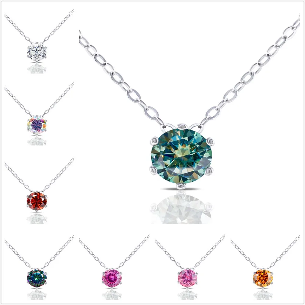 D Farbe Moissan ite Anhänger Halsketten für Frauen zertifiziert Original Silber elegante trend ige Luxus Diamant Halskette Schmuck Geschenk