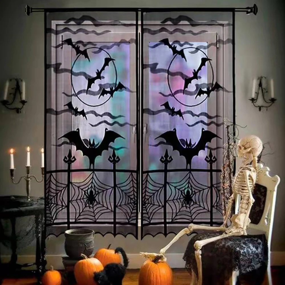 Halloween Imp Tür vorhänge schwarz Spinnennetz Vorhänge Halloween Tür vorhänge Halloween Dekoration Spitze Tür vorhänge