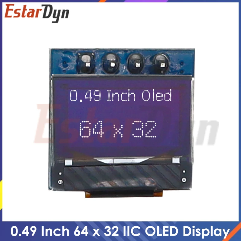 0,49 Zoll OLED-Display LCD-Modul Weiß 0,49 Zoll Bildschirm 64x32 I2C IIC-Schnittstelle SSD1306 Treiber für Arduino AVR STM32 Image