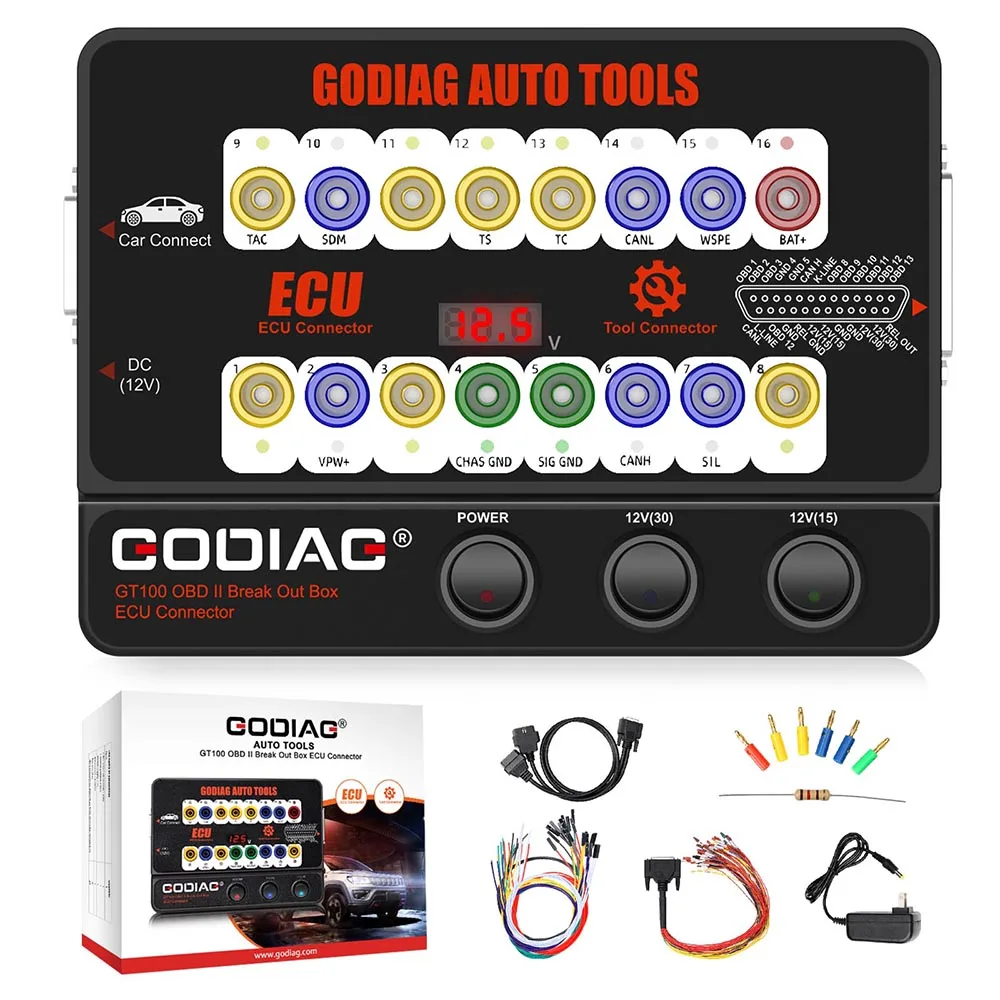 Godiag gt100 auto tools obdii brechen box ecu stecker obdii 16pin protokoll detektor ausbruch aus Image