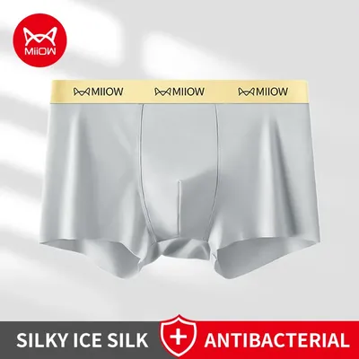Miiow 3pcs Eis Seide Herren Unterwäsche Boxer atmungsaktive Mesh Herren Höschen coole nahtlose Image