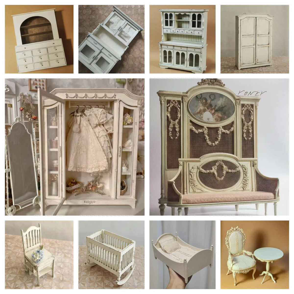 Puppenhaus Miniaturmöbel Retro Lagerschrank Kleiderschrank Eingang Sofa Bildschirm Set BJD Puppe 1/12 Tisch Schaukelbett Blythe Spielzeug