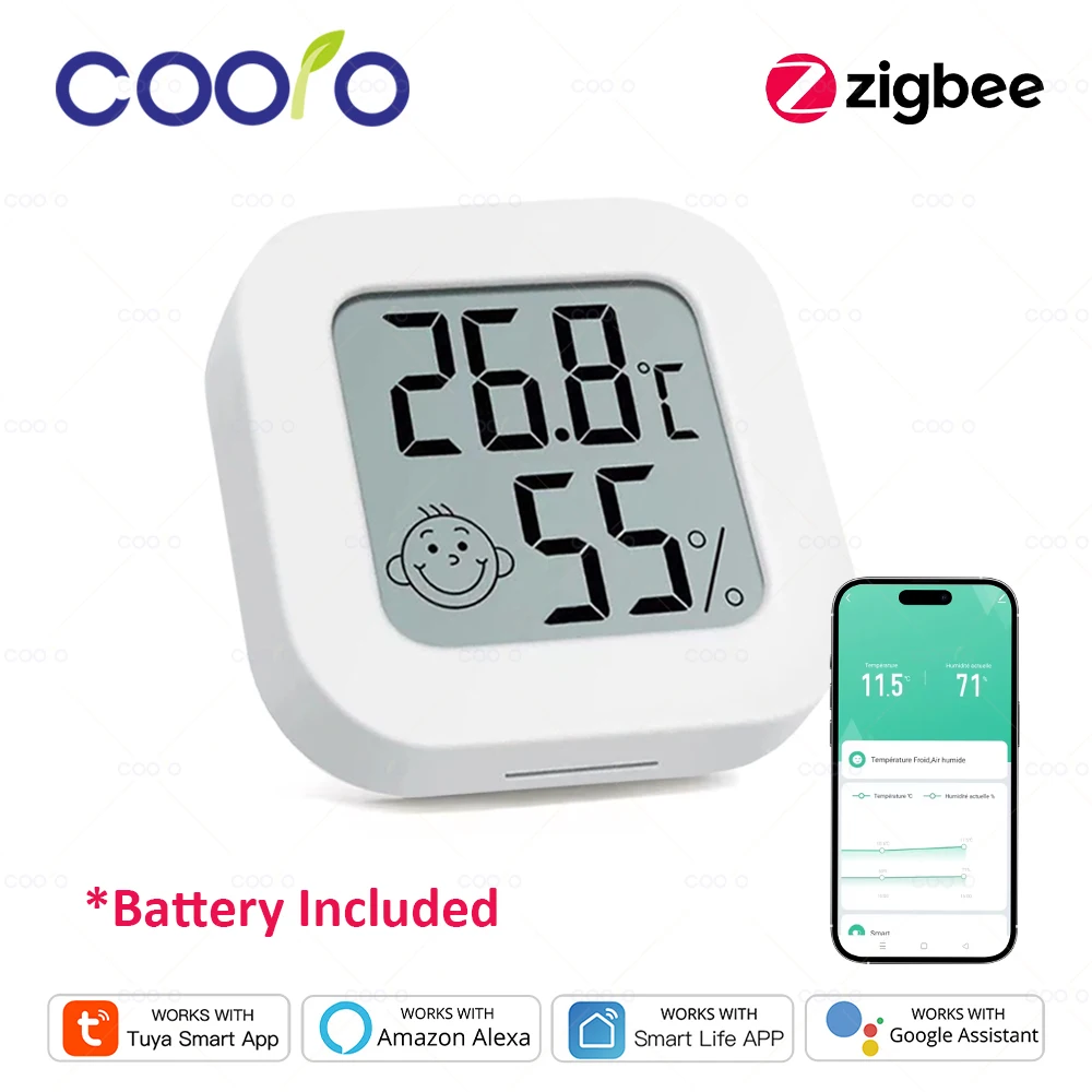 Tuya ZigBee Temperatur Feuchtigkeit sensor Smart LCD Digital Thermometer Hygrometer funktioniert mit Smart Life ZigBee 2mqtt Alexa Google Image