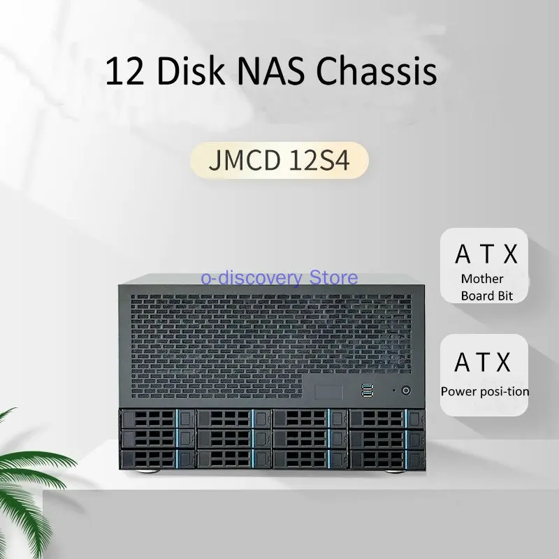 12 Bay Nas Chassis, ATX Motherboard, ATX-Netzteil, 8 Steckplätze in voller Höhe, Enterprise Home Qunhui Aio Server