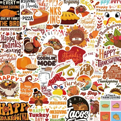 50 Stück Thanksgiving Day Aufkleber wasserdichte Dekoration Tagebuch Sammelalbum Truthahn Cartoon Image