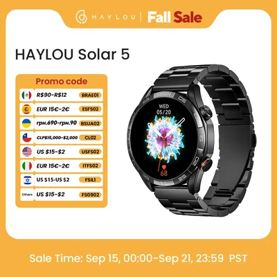 HAYLOU Solar 5 Voice Calling Smartwatch 1.58'' AMOLED Display 60Hz Smart Watch 24H Health Monitoring Sports Smartwatch for Men