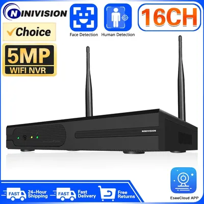 16ch wifi mini nvr h.265 drahtloser netzwerk video recorder für 5mp 3mp wifi überwachung überwachungs kamera unterstützung 4tb festplatte