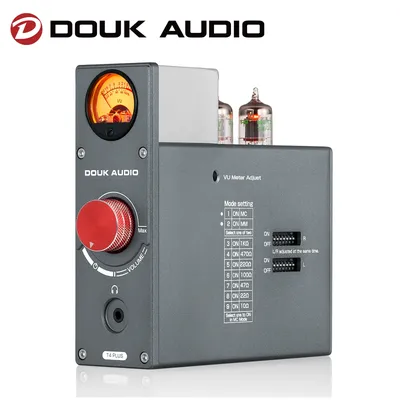 Douk Audio 5654 Ventilröhre Phono Bühnenvorverstärker Stereo-Audio-Vorverstärker für TV/MP3/Telefon-Kopfhörerverstärker mit VU-Meter Image