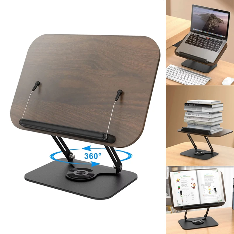 Multifunktional 360° ° Drehbarer, faltbarer Lehrbuchständer, verstellbarer Leseständer aus Aluminiumlegierung mit Federclip für Laptops und Tablets Image