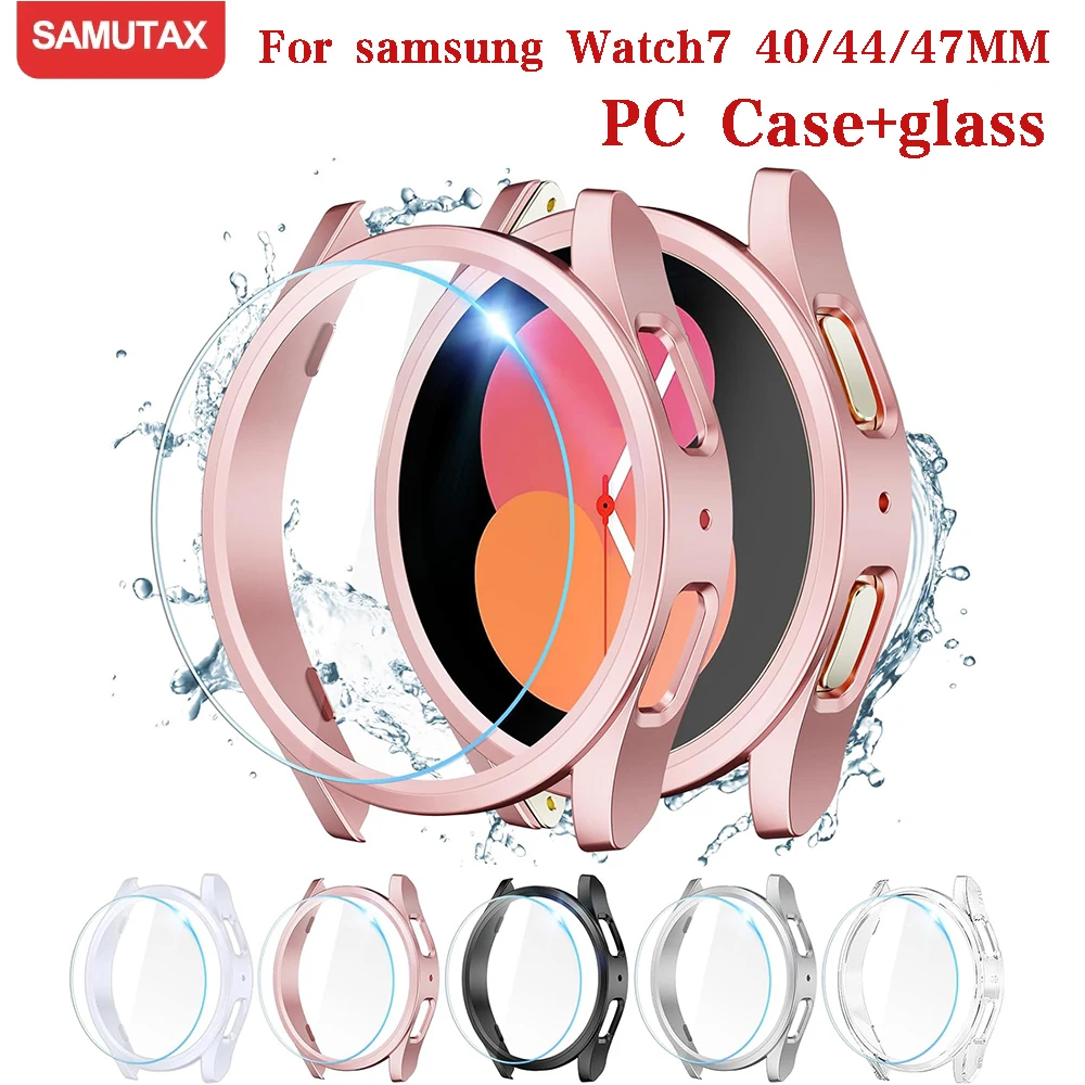Glas gehäuse für Samsung Galaxy Uhr 7/fe 40mm 44mm wasserdicht PC Hard Bumper Galaxy Uhr 7 Ultra 47mm Abdeckung Displays chutz folie Image