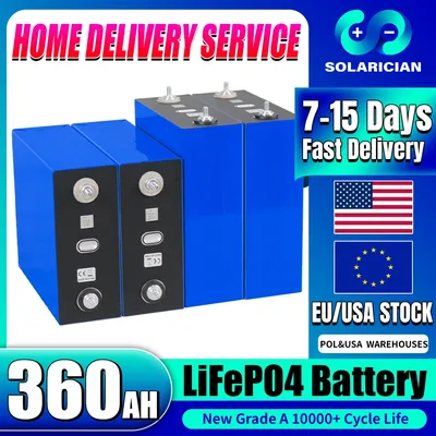 10000 Zyklen 360 Ah 3,2 V LiFePO4 Batterie Hohe Kapazität Wiederaufladbare Zelle Für Solar 12 V 24 V 48 V Zelle Pack DIY Energie Lagerung RV EV