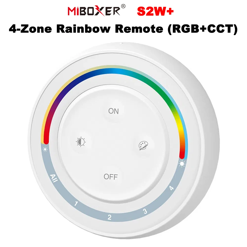Miboxer s2w 4-Zonen 2,4 GHz Regenbogen Fernbedienung einstellbare Sättigung cct/Helligkeits schalter rgbcct für Serie Glühbirnen licht regler Image