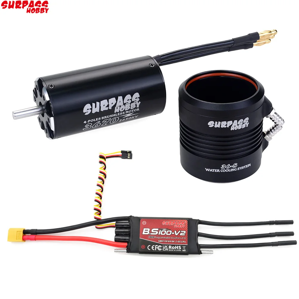 SURPASS HOBBY 2948 2958 2968 3660 3670 Wasserdichter Motor mit Wasserkühlmantel und 40 A 50 A 60 A 80 A 100 A bürstenloser Regler für RC-Boot