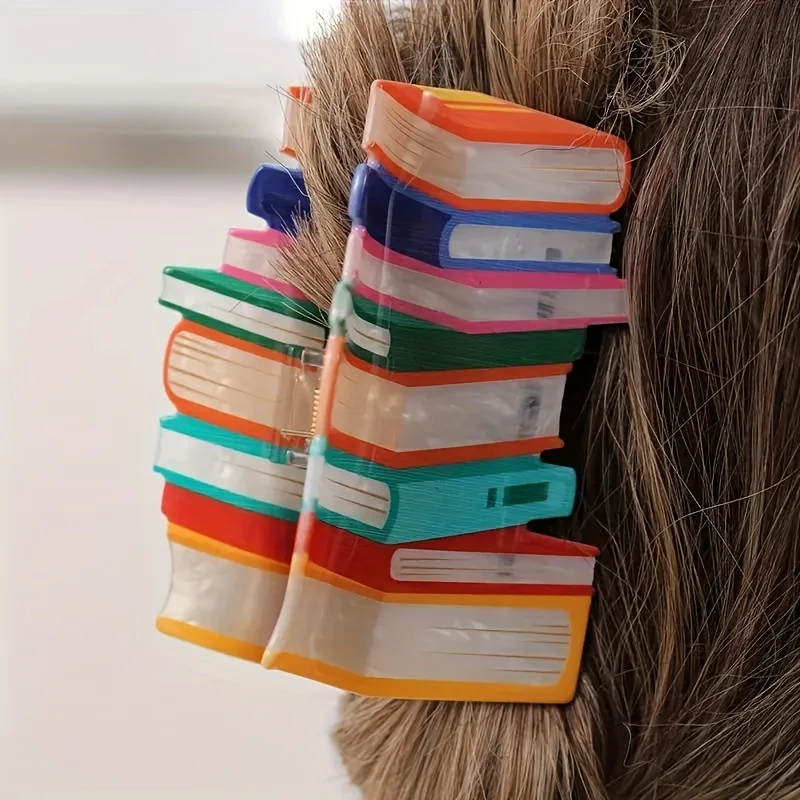 1 Stück modische Buch-Styling-Haarspange aus Acryl, neue und einzigartige Damen-Haar-Accessoires, rutschfester Griffclip, geeignet für dickes Haar, perfektes Geschenk für Damen-Haar-Accessoires,