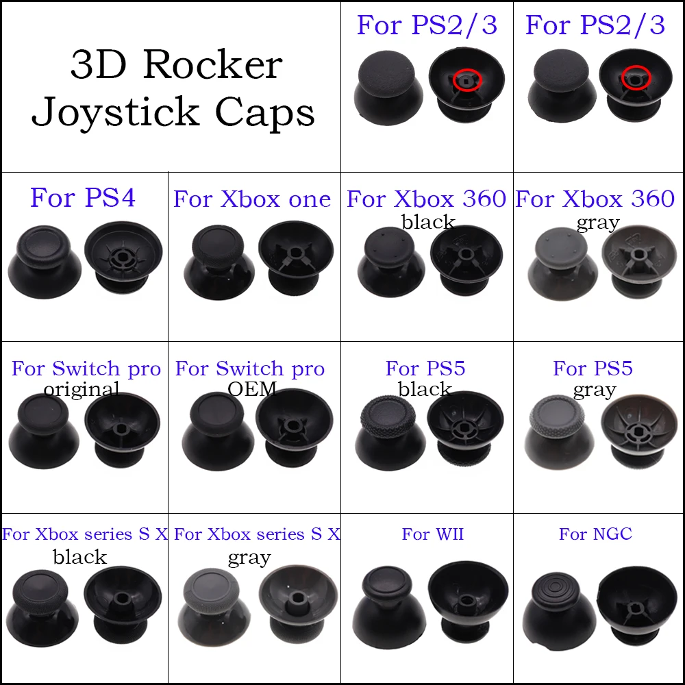10 stücke Für PS2 PS3 PS4 PS5 Xbox One 360 Serie S X WiiU NGC Gamepad Controller 3D Analog Joystick pilz Stick Grip Kappe