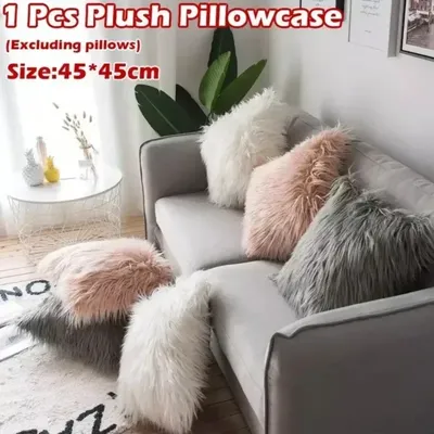 Weiche bequeme flauschige feste Plüsch quadratische Sofa kissen Kissen bezug Kissen bezug Wohnkultur Image