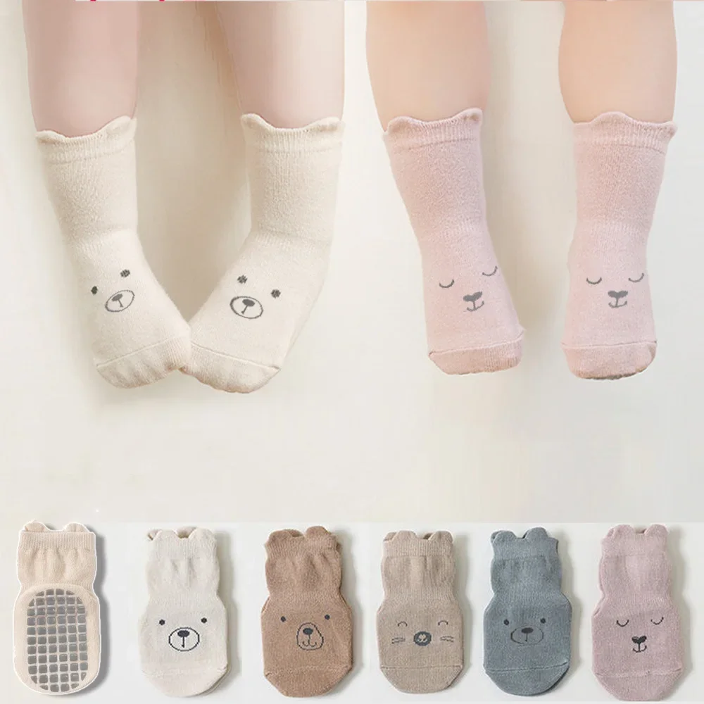 3 Paare/satz Infant Baby Mädchen Anti-slip Socken Baumwolle Cartoon Kleinkind Mädchen Mitte Rohr Socke Kinder Kind Mädchen Innen gummi Socke Kit Image