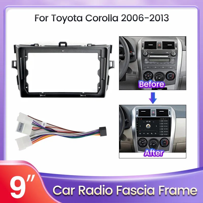 2din Android Autoradio Blende Video Panel Player Dash Frame Armaturen brett Mount Kit für Toyota Corolla 2006-2013 Audio Interieur Image