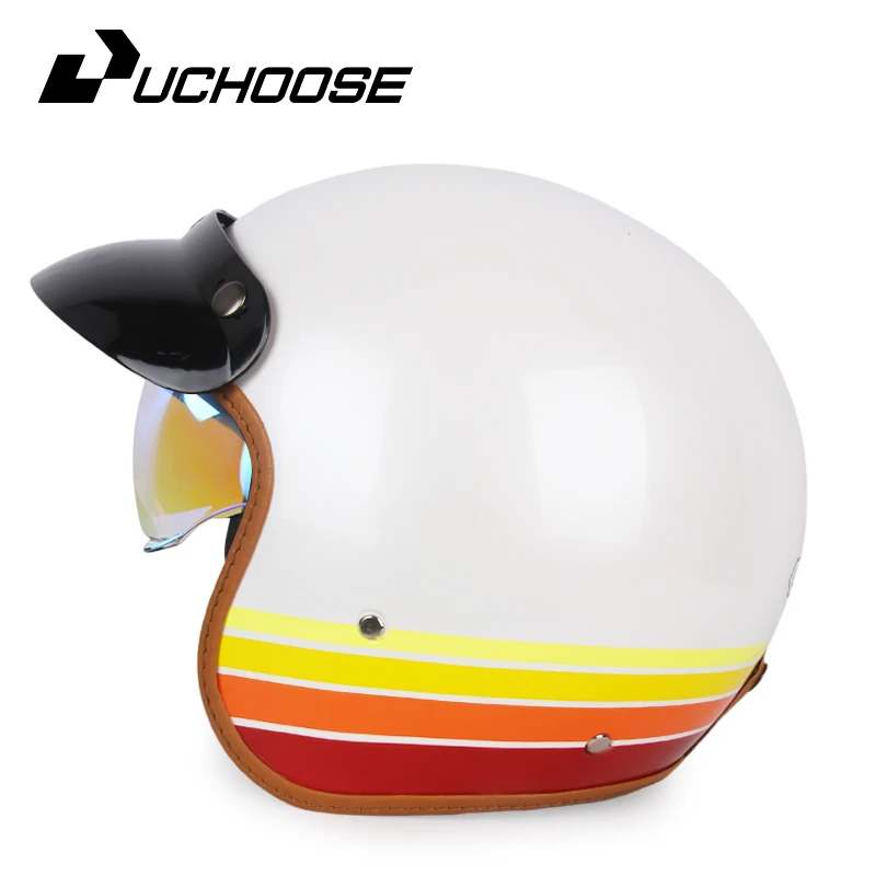 Offene Vintage-Motorradhelme für Herren und Damen, 3/4, DOT Open Face Casco Motorräder, Motorradteile Image