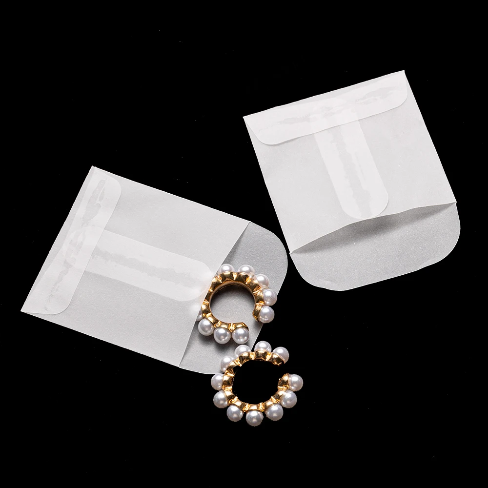 50 stücke Weiß Durchscheinende Papier Umschläge Taschen Kleine Beutel Für DIY Handgemachte Geschenk Lagerung Schmuck Verpackung Liefert Zubehör Image