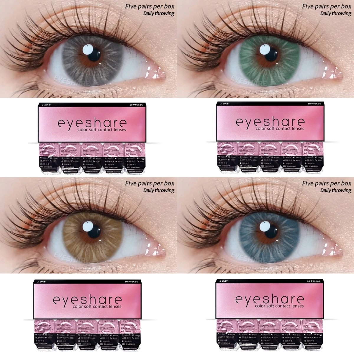 Eye share 10pcs = 5 Paar Farb kontaktlinsen für 1 Tag tägliche Linse blaue Kontakte täglich Einweg-braune Komfort linsen mit hohem Tragekomfort Image