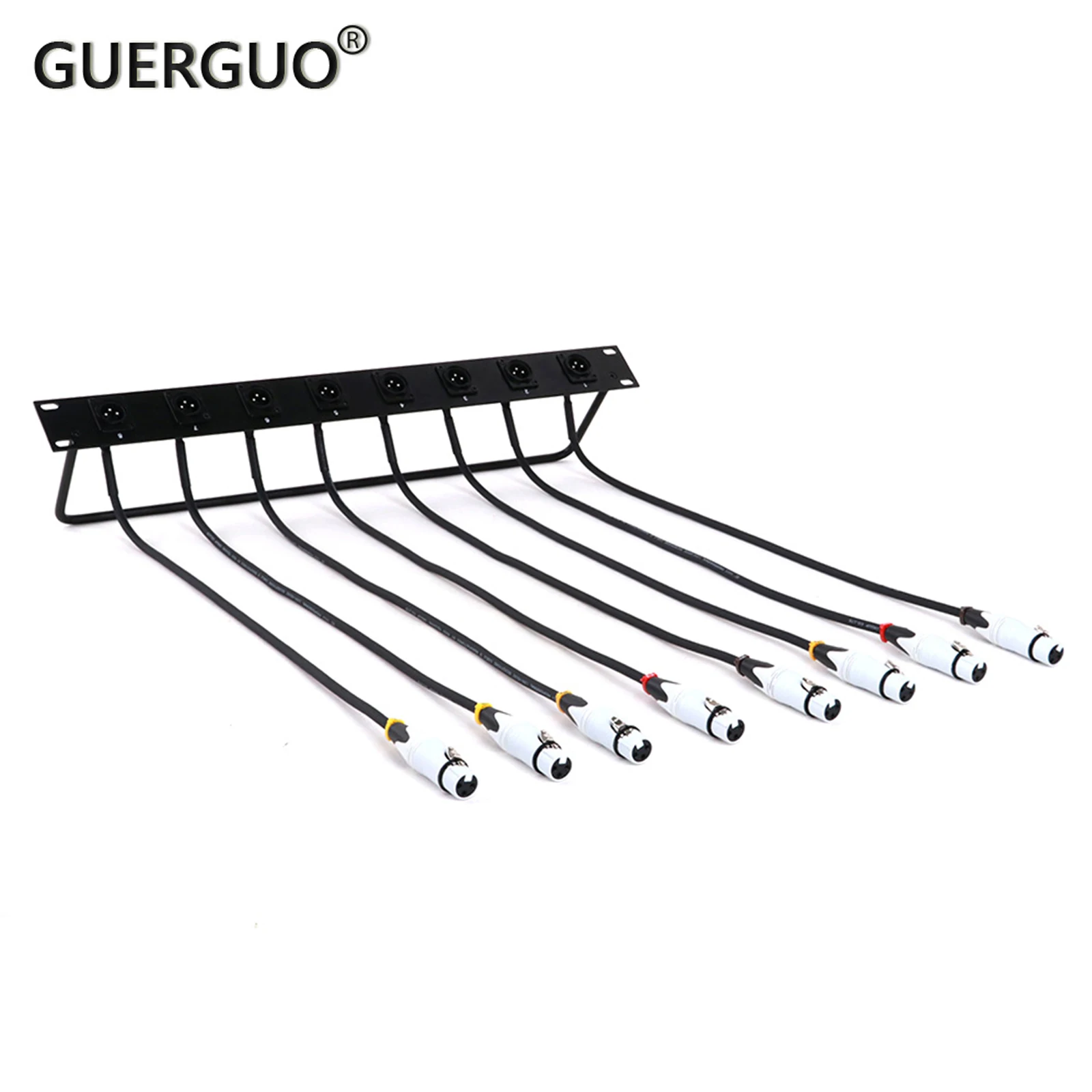 1-teiliges Gehäuse 8-Wege-1u-XLR-Jump-Rack mit XLR-Stecker-D-Stecker an XLR-Buchse Audio kabel 0,5 m-2,5 m oder kunden spezifisch Image