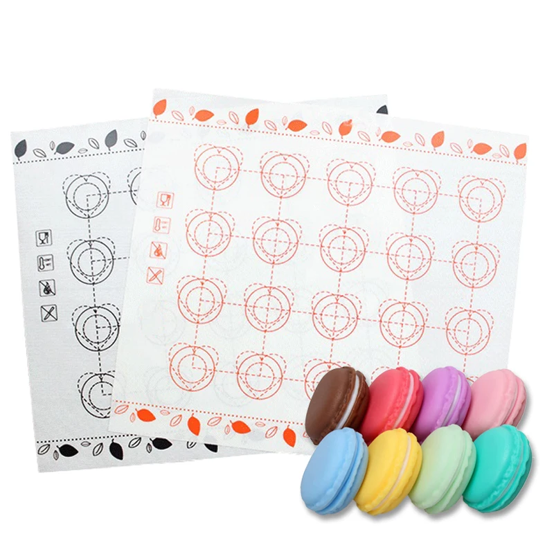 Back matte für den Ofen, klein 29x26cm, weiß, mit Kreisen & Herz mustern, wieder verwendbare Antihaft-Back matten für Cookie Macaron Image