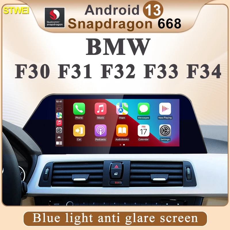 STWEI Android 13 Neue Blau Licht Anti Glare Klinge Bildschirm Geeignet Für BMW 3 Serie 4 Seires F30 f31 F32 F33 F34 F36 Auto Multimedia Image