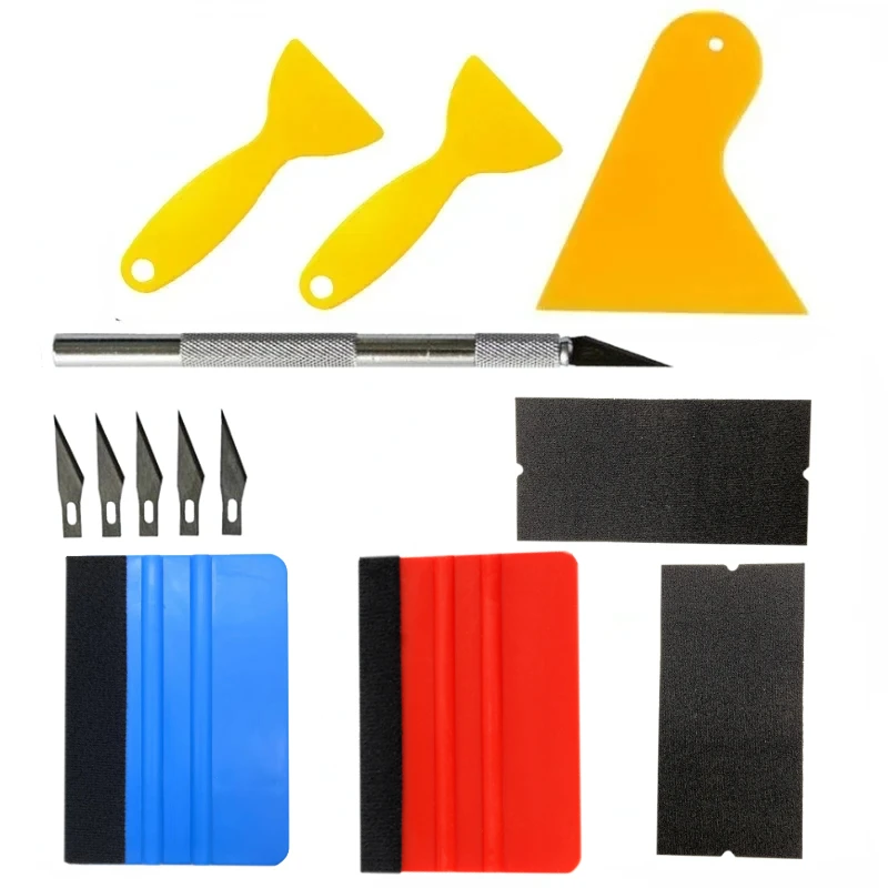 Neue Auto Verpackung Werkzeuge Kit Schaber Film Kits Filz Rakel Harte Schaber Cutter Wrap Werkzeug Fenster Tönung Werkzeuge Auto Zubehör Image
