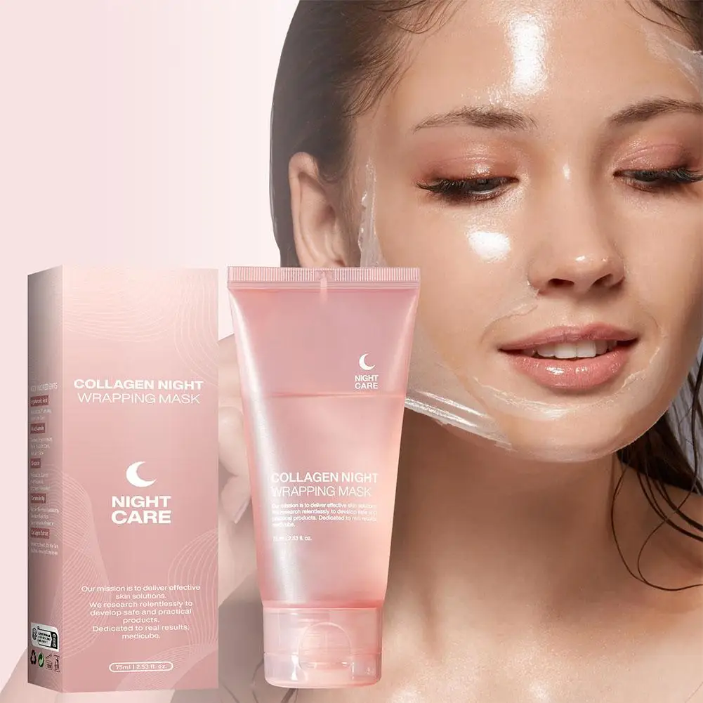 Hydrolysiertes Kollagen über Nacht Gesichts maske Verpackung Peel-Off-Maske feuchtigkeit spendende straffende Maske für Elastizität reduziert schlaffe Mattheit Image