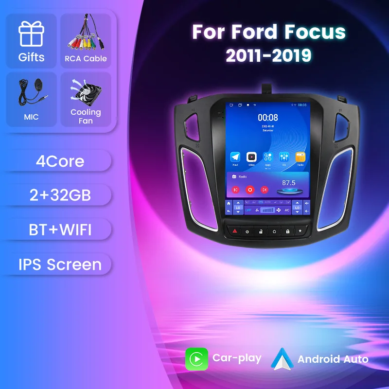 Android 13 Autoradio 2G+32G Drahtloses Carplay AUTO Für Ford Focus 3 MK3 2011 2012 - 2019 Navigation GPS Multimedia Video Spieler Image