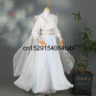 Chinesische tv altert ümer serie er ha unsterblichkeit chu wanning cosplay chu wanning kostüm weißes kleid perücke altes hanfu halloween Image