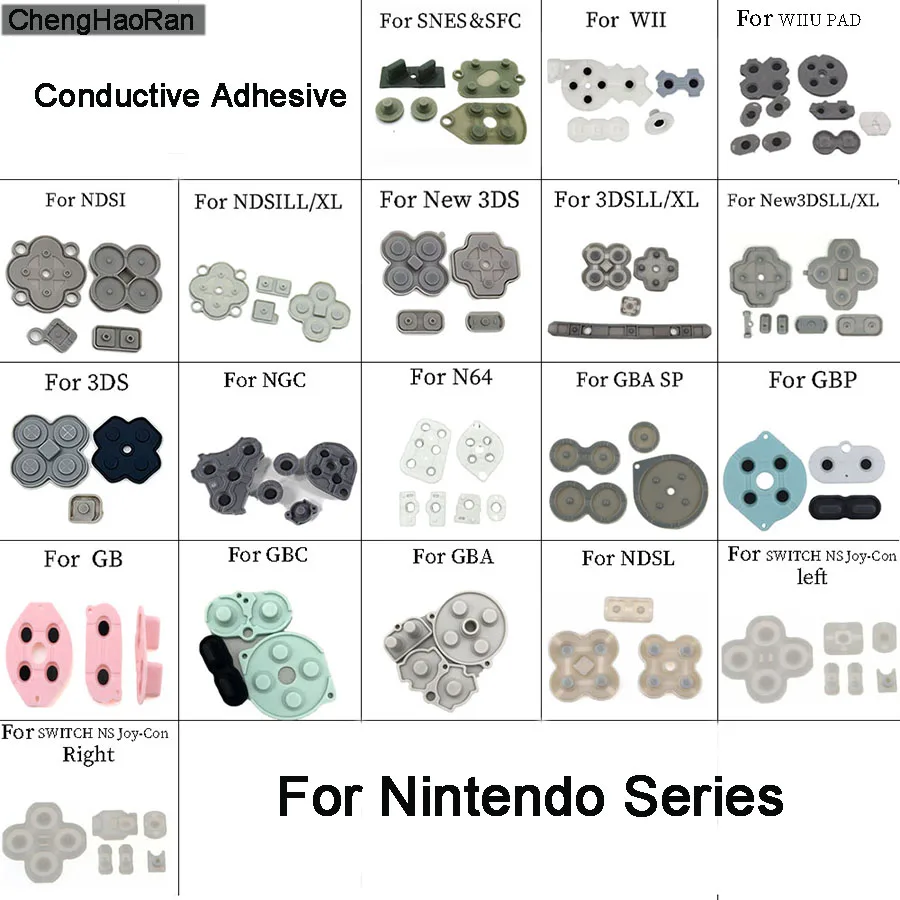 19 Typen für leitfähigen Klebstoff Nintendo Serie 3ds NDS GB N64 Schalter Wii Wiiu Key Pad Reparatur zubehör