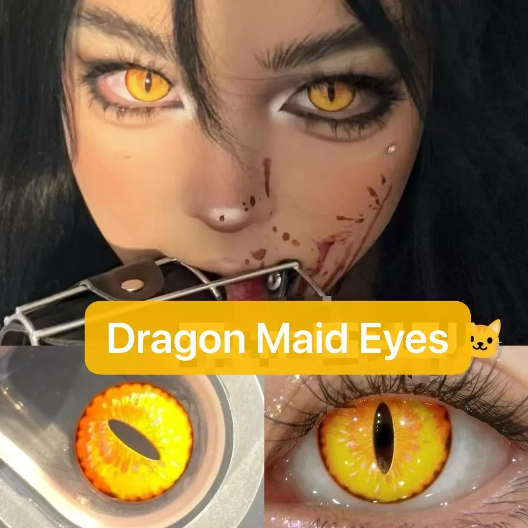 VISUASHOW Anime Dragon Girl Cosplay Kontaktlinsen 14,5 mm, Sehstärke 0 bis 800 Dioptrien, natürliche torische farbige Myopie-Linsen Image