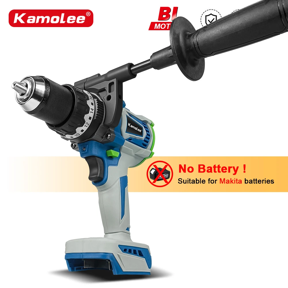 Kamolee 13mm bürstenlose elektrische Schlag bohrmaschine Akku-Schrauben dreher Lithium-Batterie Lade hand bohrmaschine für Makita 18V Batterie Image