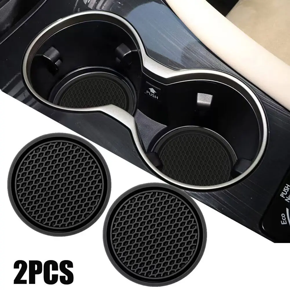 2 Stück schwarze Auto-Getränkehalter, rutschfeste Untersetzer, Premium-PVC-Auto-Untersetzer, universell passend für PerfectyFor Most Cup Car Interior Accessori Image